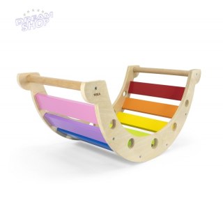 VIGA Drewniany Bujak Mostek 2w1 Huśtawka Montessori Tęczowa