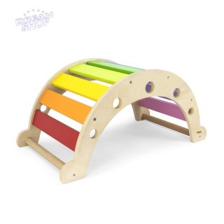 VIGA Drewniany Bujak Mostek 2w1 Huśtawka Montessori Tęczowa