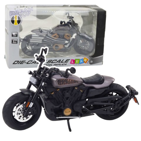 Motocykl Chopper Metalowy Światła Dźwięki Czarny Szare Elementy 1:12