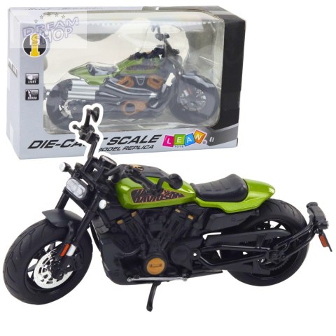 Motocykl Chopper Metalowy Światła Dźwięki Czarny Zielone Elementy 1:12 Motocykl Chopper Metalowy Światła Dźwięki Czarny Zielone Elementy 1:12