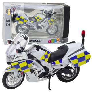 Motocykl Policyjny Metalowy Światła Dźwięki Biały 1:12