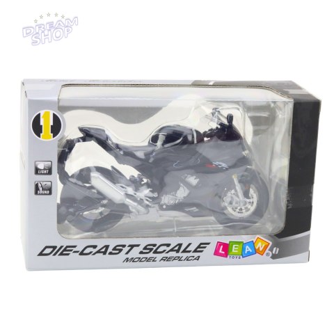 Motocykl Sportowy Metalowy Światła Dźwięki Czarny S1000 1:12 Motocykl Sportowy Metalowy Światła Dźwięki Czarny S1000 1:12