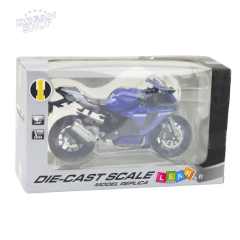 Motocykl Sportowy Metalowy Światła Dźwięki Granatowy R1 1:12 Motocykl Sportowy Metalowy Światła Dźwięki Granatowy R1 1:12