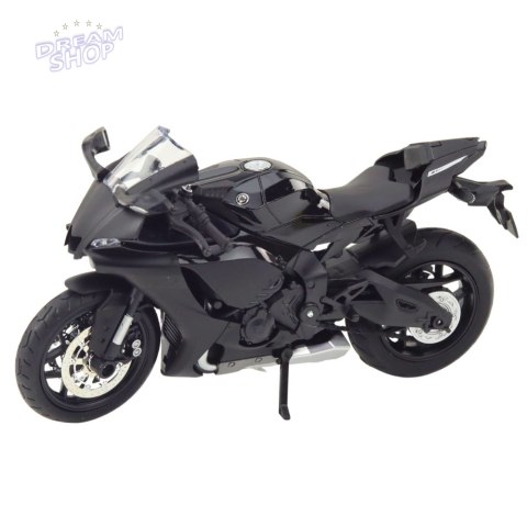 Motocykl Sportowy Metalowy Światła Dźwięki Srebrne Elementy Czarny 1:12