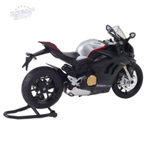 Motocykl Sportowy Metalowy Światła Dźwięki Srebrne Elementy Czarny V4 1:12