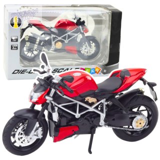 Motocykl Sportowy Metalowy Światła Dźwięki Srebrne Elementy Czerwony 1:12