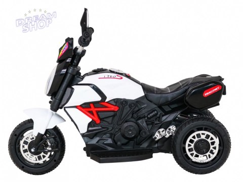 Motorek Fast Tourist na akumulator dla dzieci Biały + Audio + Światła + Ekoskóra Motorek Fast Tourist na akumulator dla dzieci Biały + Audio + Światła + Ekoskóra