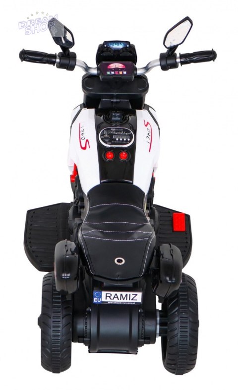 Motorek Fast Tourist na akumulator dla dzieci Biały + Audio + Światła + Ekoskóra Motorek Fast Tourist na akumulator dla dzieci Biały + Audio + Światła + Ekoskóra