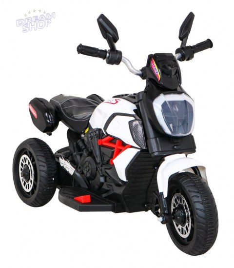 Motorek Fast Tourist na akumulator dla dzieci Biały + Audio + Światła + Ekoskóra Motorek Fast Tourist na akumulator dla dzieci Biały + Audio + Światła + Ekoskóra