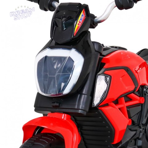 Motorek Fast Tourist na akumulator dla dzieci Czerwony + Audio + Światła + Ekoskóra Motorek Fast Tourist na akumulator dla dzieci Czerwony + Audio + Światła + Ekoskóra