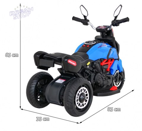 Motorek Fast Tourist na akumulator dla dzieci Niebieski + Audio + Światła + Ekoskóra Motorek Fast Tourist na akumulator dla dzieci Niebieski + Audio + Światła + Ekoskóra