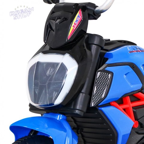 Motorek Fast Tourist na akumulator dla dzieci Niebieski + Audio + Światła + Ekoskóra Motorek Fast Tourist na akumulator dla dzieci Niebieski + Audio + Światła + Ekoskóra