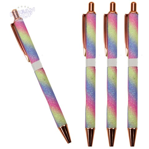 Długopis Metalowy Automatyczny Brokatowy Niebieski Tusz 1.0mm Długopis Metalowy Automatyczny Brokatowy Niebieski Tusz 1.0mm