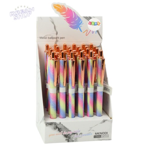 Długopis Metalowy Automatyczny Brokatowy Niebieski Tusz 1.0mm Długopis Metalowy Automatyczny Brokatowy Niebieski Tusz 1.0mm