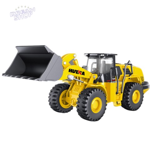 Koparko Ładowarka Metalowa Konstrukcja Huina Żółta 1:50 Koparko Ładowarka Metalowa Konstrukcja Huina Żółta 1:50