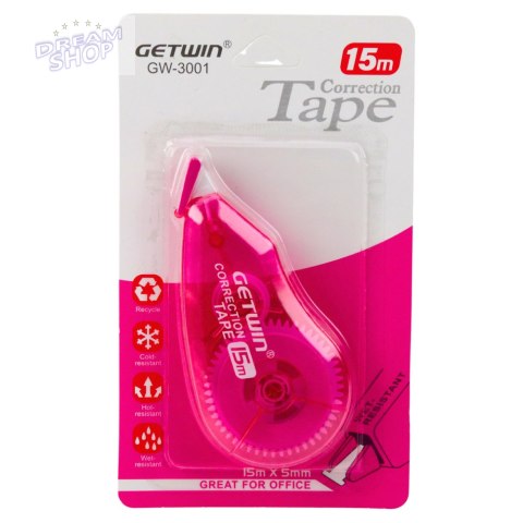 Korektor W Taśmie Myszka Szkolny Biurowy 15m x 5mm Różowy Korektor W Taśmie Myszka Szkolny Biurowy 15m x 5mm Różowy
