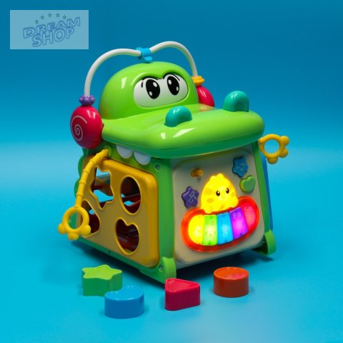 Kostka edukacyjna sorter z pianinkiem krokodyl 4w1