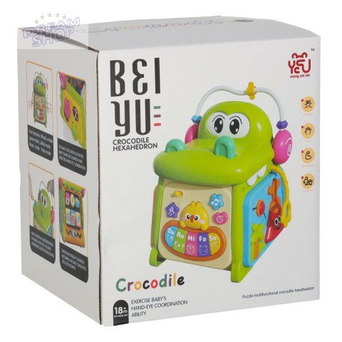Kostka edukacyjna sorter z pianinkiem krokodyl 4w1