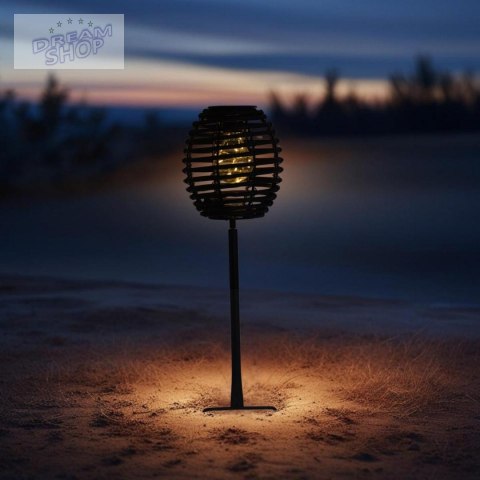 LAMPA SOLARNA KULA RATTAN CZARNA PROGARDEN