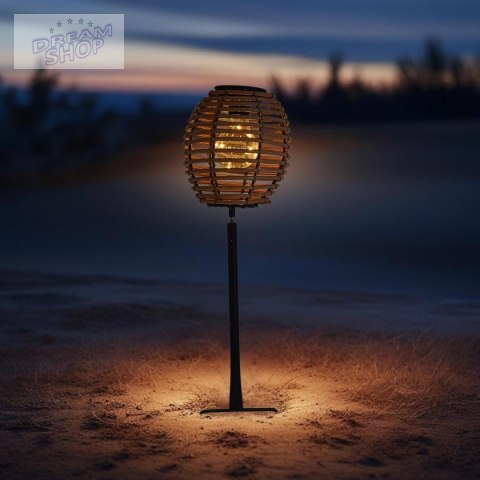 LAMPA SOLARNA KULA RATTAN NATURALNY PROGARDEN