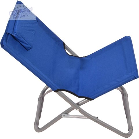 LEŻAK PLAŻOWY SKŁADANY Z ZAGŁÓWKIEM 47X61X37- 58CM GRANATOWY