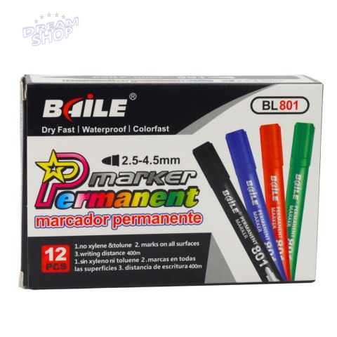 Marker Permanentny Wodoodporny Czarny 2,5-4,5 mm Marker Permanentny Wodoodporny Czarny 2,5-4,5 mm
