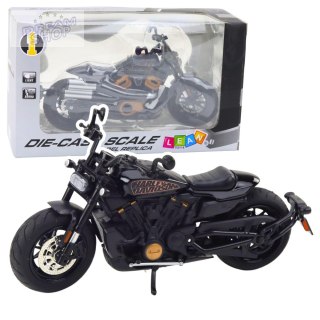 Motocykl Chopper Metalowy Światła Dźwięki Czarny Złote Elementy 1:12