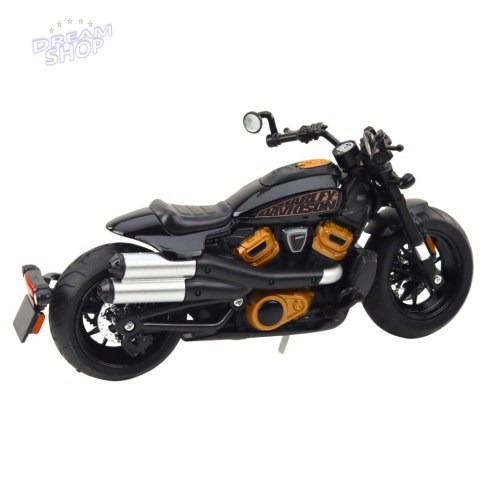 Motocykl Chopper Metalowy Światła Dźwięki Czarny Złote Elementy 1:12
