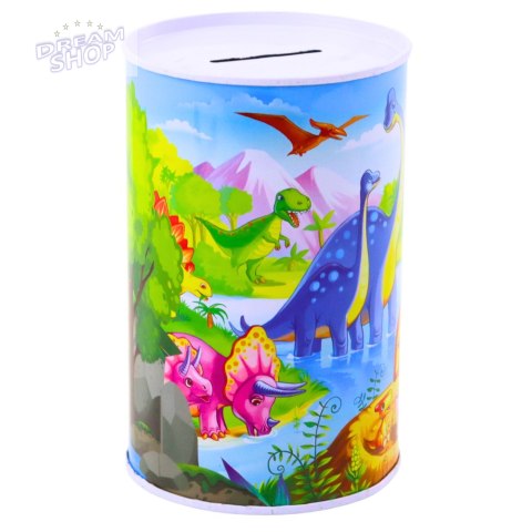 Skarbonka Z Dinozaurami Metalowa Kolorowa 13 x 8cm Skarbonka Z Dinozaurami Metalowa Kolorowa 13 x 8cm