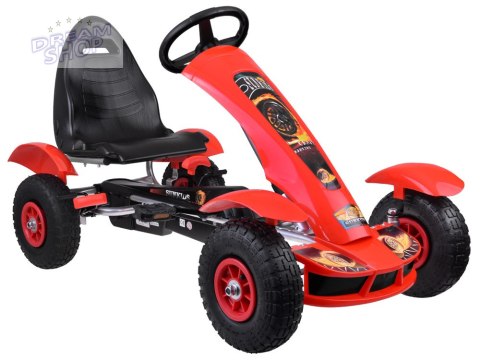 Czerwony sportowy GOKART na pedały dla dzieci do 50kg Pompowane koła SP0209
