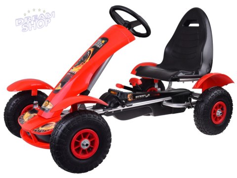 Czerwony sportowy GOKART na pedały dla dzieci do 50kg Pompowane koła SP0209