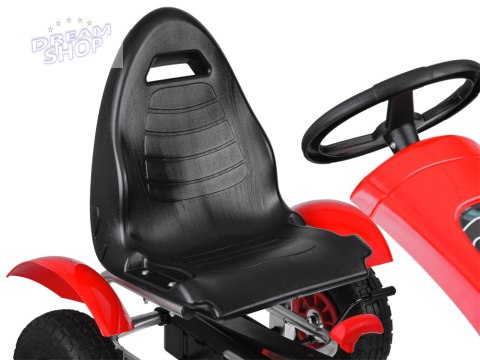 Czerwony sportowy GOKART na pedały dla dzieci do 50kg Pompowane koła SP0209