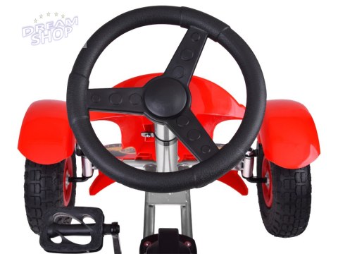 Czerwony sportowy GOKART na pedały dla dzieci do 50kg Pompowane koła SP0209