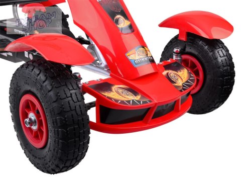 Czerwony sportowy GOKART na pedały dla dzieci do 50kg Pompowane koła SP0209