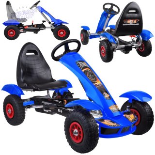 Niebieski sportowy GOKART na pedały dla dzieci 50kg Pompowane koła SP0209