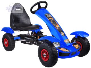 Niebieski sportowy GOKART na pedały dla dzieci 50kg Pompowane koła SP0209