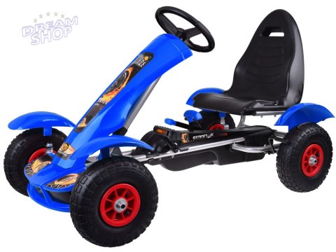 Niebieski sportowy GOKART na pedały dla dzieci 50kg Pompowane koła SP0209 Niebieski sportowy GOKART na pedały dla dzieci 50kg Pompowane koła SP0209