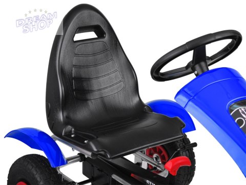 Niebieski sportowy GOKART na pedały dla dzieci 50kg Pompowane koła SP0209 Niebieski sportowy GOKART na pedały dla dzieci 50kg Pompowane koła SP0209