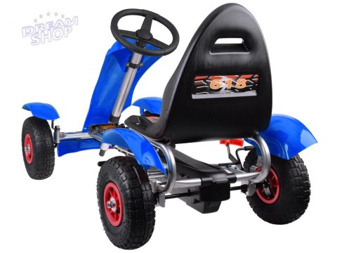 Niebieski sportowy GOKART na pedały dla dzieci 50kg Pompowane koła SP0209 Niebieski sportowy GOKART na pedały dla dzieci 50kg Pompowane koła SP0209