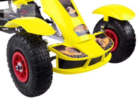 Żółty sportowy GOKART na pedały dla dzieci do 50kg - Pompowane koła SP0209 Żółty sportowy GOKART na pedały dla dzieci do 50kg - Pompowane koła SP0209