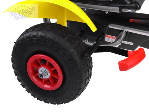 Żółty sportowy GOKART na pedały dla dzieci do 50kg - Pompowane koła SP0209 Żółty sportowy GOKART na pedały dla dzieci do 50kg - Pompowane koła SP0209