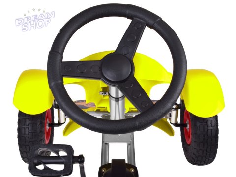 Żółty sportowy GOKART na pedały dla dzieci do 50kg - Pompowane koła SP0209 Żółty sportowy GOKART na pedały dla dzieci do 50kg - Pompowane koła SP0209