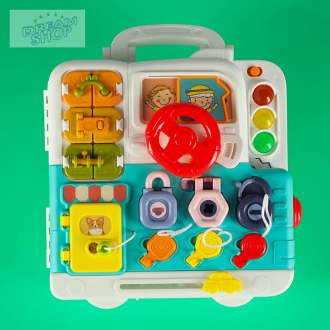 Tablica manipulacyjna sensoryczna montessori walizka pokrętła miś XXL światło dźwięk Tablica manipulacyjna sensoryczna montessori walizka pokrętła miś XXL światło dźwięk