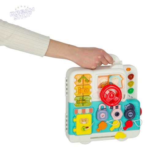 Tablica manipulacyjna sensoryczna montessori walizka pokrętła miś XXL światło dźwięk Tablica manipulacyjna sensoryczna montessori walizka pokrętła miś XXL światło dźwięk