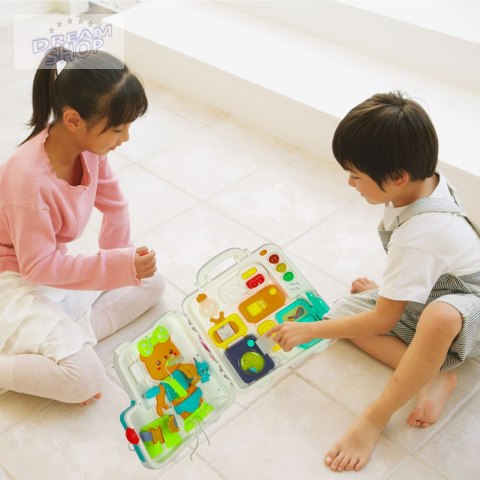Tablica manipulacyjna sensoryczna montessori walizka pokrętła miś XXL światło dźwięk Tablica manipulacyjna sensoryczna montessori walizka pokrętła miś XXL światło dźwięk