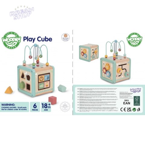 WOOPIE GREEN Drewniana Kostka Aktywności Multifunkcyjna Edukacyjna Sorter