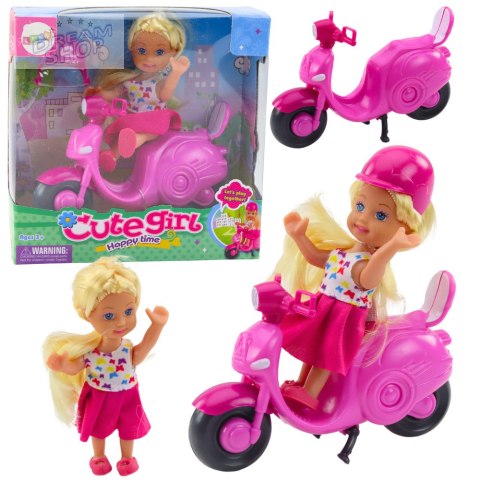 Zestaw Mini Laleczka Lalka Skuter Kask Różowy