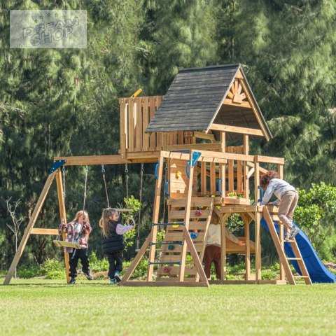 AXI Mitch - Duży Plac Zabaw Drewniany Zjeżdżalnia Hustawki Ścianka Wspinaczkowa + Wieża