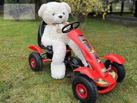 Czerwony sportowy GOKART na pedały dla dzieci do 50kg Pompowane koła SP0209