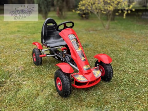 Czerwony sportowy GOKART na pedały dla dzieci do 50kg Pompowane koła SP0209